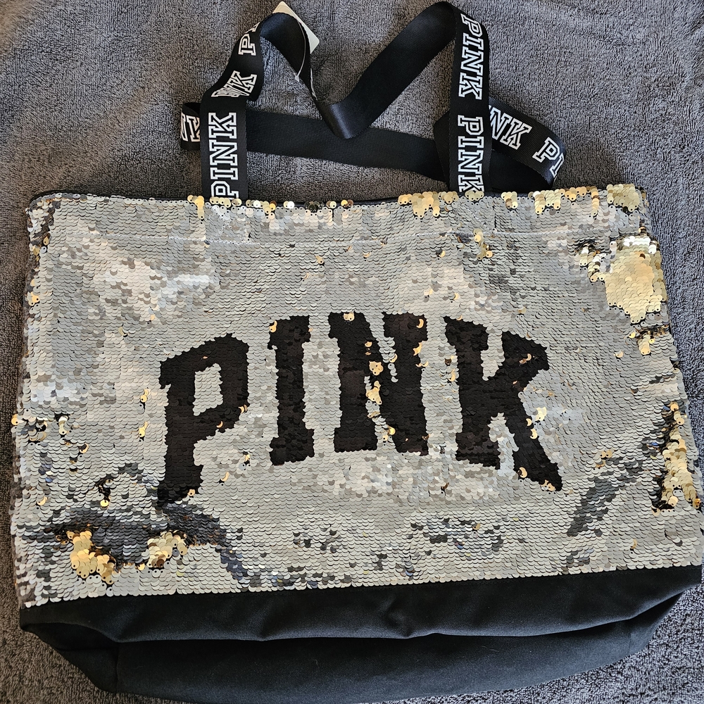 PINK Victoria's Secret Silver and Gold Sequin Tote